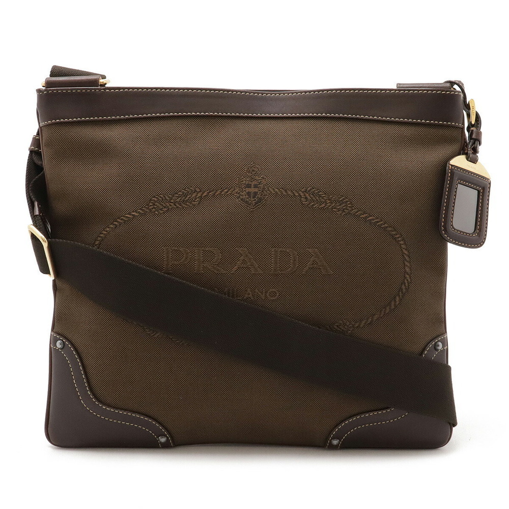 Prada jacquard Crossbody Bag canvas leather BRUCIATO brown